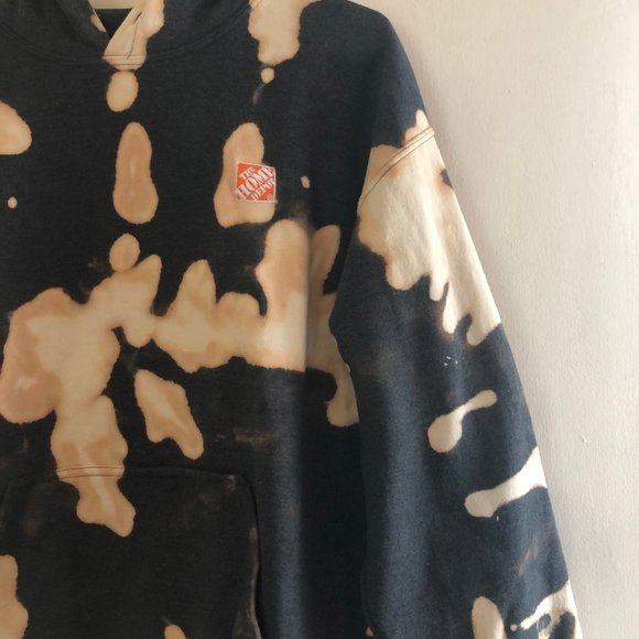 HOME DEPOT BLEACH DYED GREY HOODIE RARE UNIQUE - Picture 2 of 6
